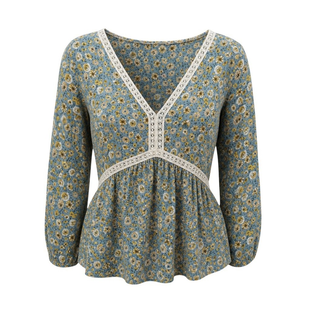 Vanilla Star Peplum Empire Waist Top‎ Floral Crochet Lace Cottagecore 1X EUC